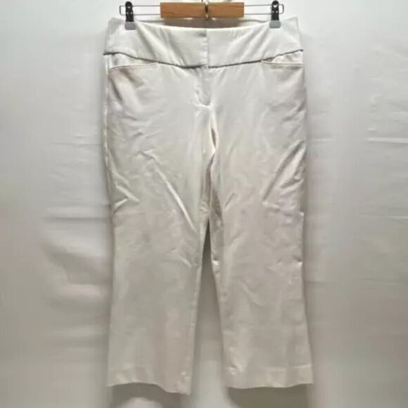 Express Editor Pants Women's Size 8 White Cropped Stretch Classy Career EUC - Picture 2 of 8